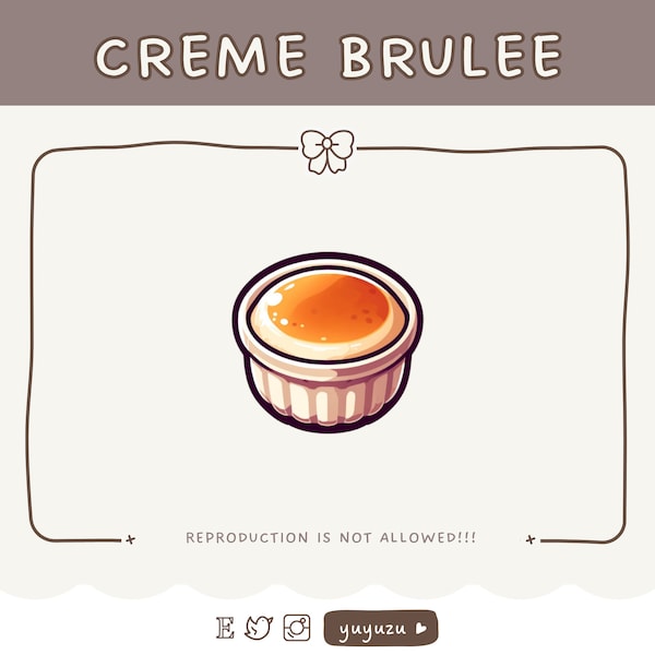 Creme Brulee Emote | Channel Points | Twitch, YouTube, Discord | Cute, Kawaii, Dessert | Streamer Graphics, Token, Badges