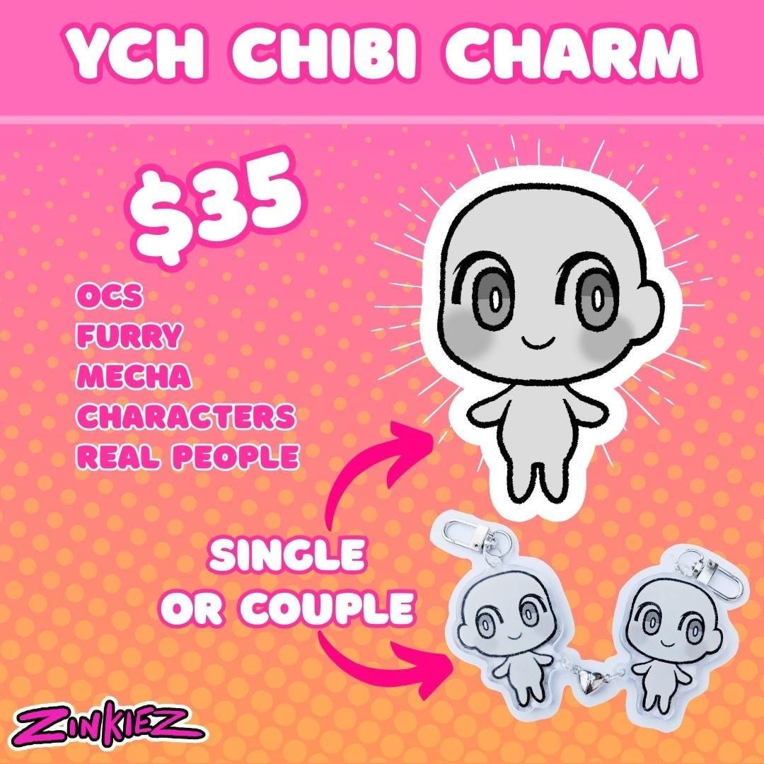 Oc Keychains YCH Acrylic Charm Keychain Commissions - Chibi OC Fursona Mecha Ship ...