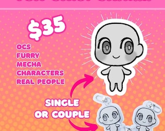 YCH Acrylic Charm Keychain Commissions - Chibi OC Fursona Mecha Ship Personalized Custom Glitter Keychain