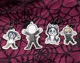 Creepypasta GLOW Jeff the Killer Ben Drowned Slenderman Smiledog GITD Acrylic Keychain Charms