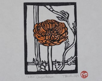 CHRYSANTHEMUM 'KIKU' Original Kunstdruck Kunstwerk