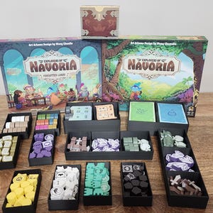Explorers of Navoria 3d printed custom Insert. Holds expansion and deluxe token upgrades! Game not included.