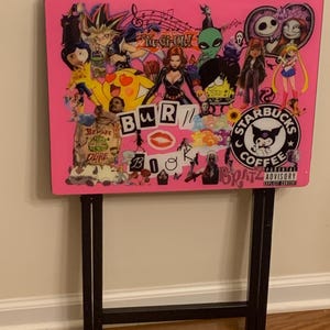 Cartoon- Custom tv tray table, Sports tv table, epoxy tv tray table, greek tv tray table