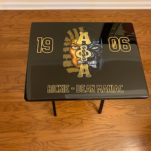 Custom tv tray table, Sports tv table, epoxy tv tray table, greek tv tray table, folding tray table, folding table