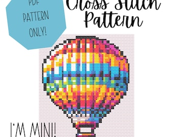 Patrón de punto de cruz de globo aerostático: bordado DIY colorido (patrón PDF)