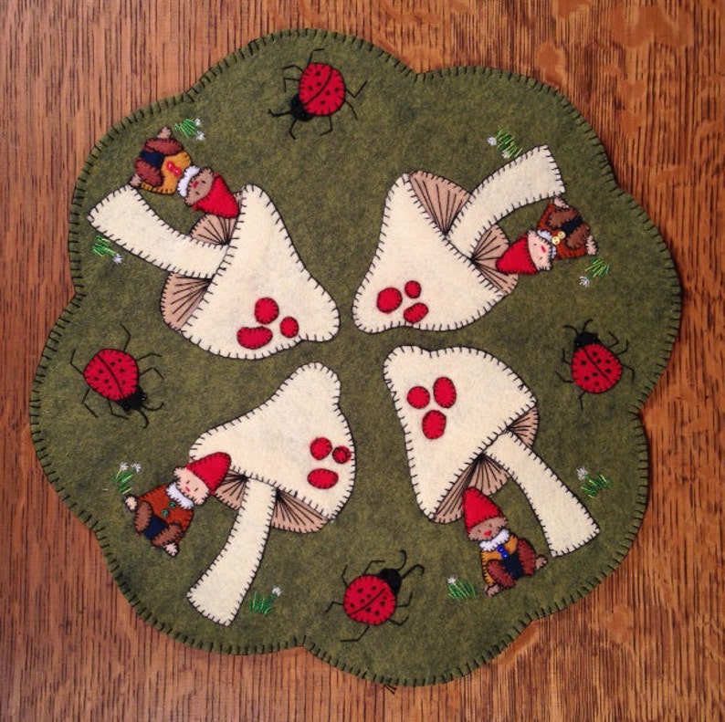 Gnome Sweet Gnome Hand Sewing Wool Felt Applique Table Etsy