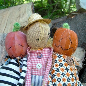 Pumpkin-headed Jack and Scarecrow Joe, a great sewing pattern for fall