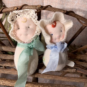 Snowdrop Babies, a Waldorf pocket doll , child safe, ready to ship, available for adoption