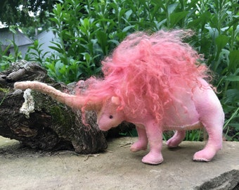 Ella Elasmotherium, the first unicorn, hand sewn toy, prehistoric animal, soft toy sewing pattern