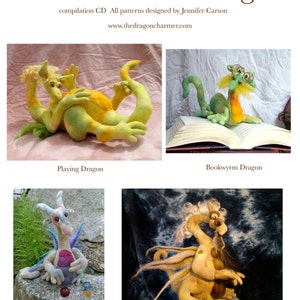 Collection of the four best selling dragon patterns, plus a new one, Playing Dragon, delivered as digital downloads
