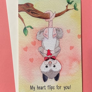Mon coeur se retourne pour vous, carte d'amour d'anniversaire, joli opposum
