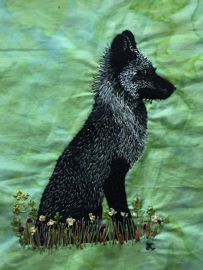 Summer Coat arctic fox unframed embroidery illustration Etsy
