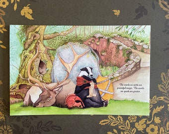 Words are Magic--Badger and Reindeer knights/warriors print of original art