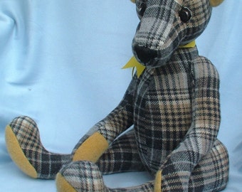 Wooley Bear, a 13 inch heirloom bear sewing pattern, PDF, great for beginners