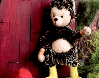 Spike, a hedgehog sewing pattern based on book character, bendy doll, PDF sewing pattern