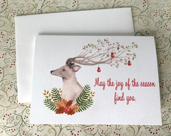 Christmas holiday card, ornamental deer, custom order