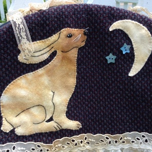 Moongazer, Hare , Windsor chair cover, sewing pattern, PDF, acorns, moon, primitive, home decor