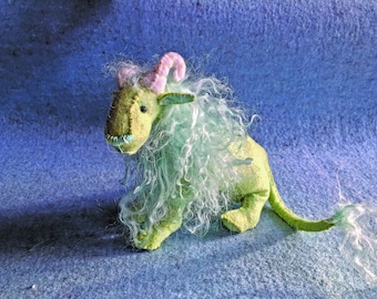 Edwin the Sabre-Horned Lion, fantasy, prehistoric animal, soft toy, Waldorf toy, posable