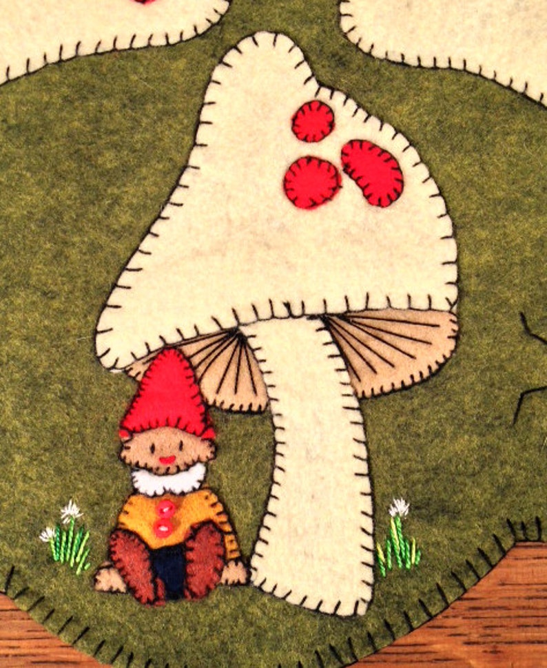 Gnome Sweet Gnome Hand Sewing Wool Felt Applique Table Etsy