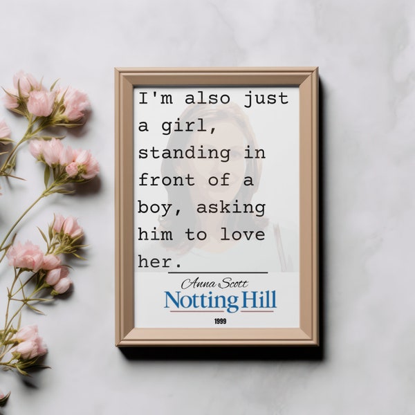 Notting Hill | Julia Roberts | Anna Scott | Movie Poster | Movie Quote | Vintage Art Print | Film Script | Wall Art Print | Home Decor