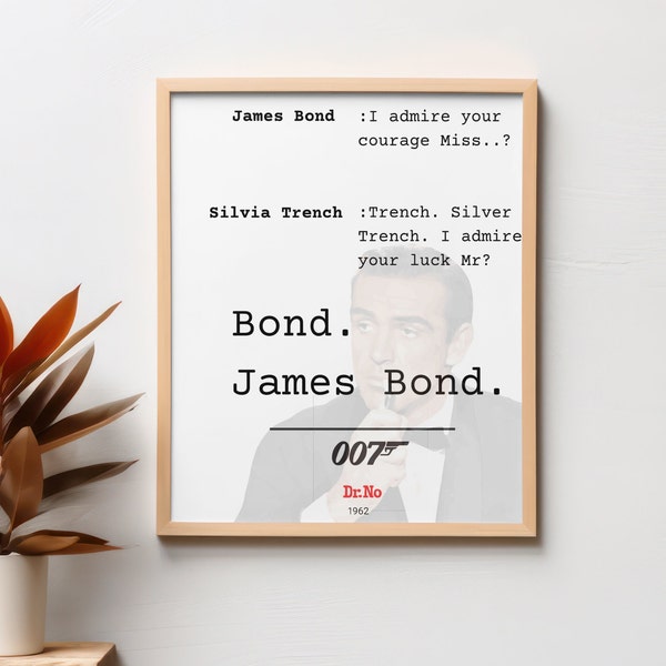 James Bond 007 Dr No. | Sean Connery  | Movie Script Poster | Movie Quote | Vintage Art Print | Custom Poster | Wall Art Print | Home Decor