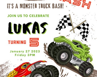 Monster truck birthday Invitation