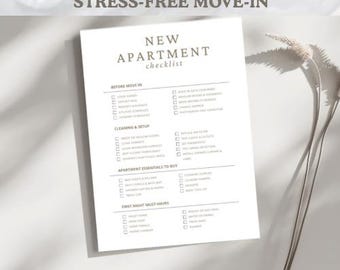 New Apartment Move-In Checklist | First Apartment Planner | Minimal Printable Guide