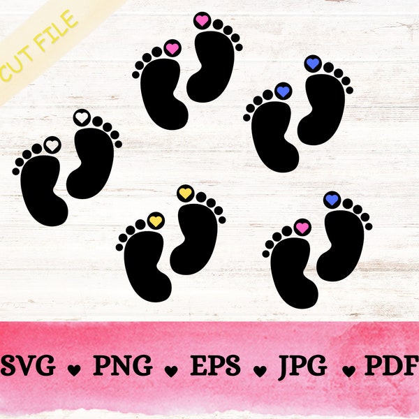 Baby Feet Variety New Born Baby Cut File Toe Heart Baby Foot Print Baby Feet Logo Baby Shower Gender Reveal Download SVG.PNG.JPEG. Eps Pdf