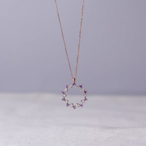 925 Sterling Silver Amethyst Stone Cluster Necklace