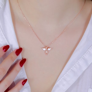925 Sterling Silver Enamel Angel Necklace,Gift for girl,Gift for Mom,Gift for Birthday,Gift for New Mom