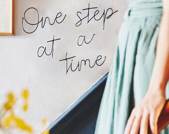 One step at a time - wire wall words - hallway decor - staircase