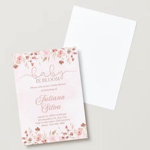 Faire-part de fête prénatale "Bébé en fleurs" 25x