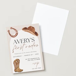 Convites personalizados para festa de aniversário de primeiro rodeio | Festa de aniversário infantil | 25 por pacote