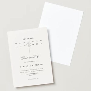 Faire-part de mariage avec calendrier personnalisé | 40 par paquet