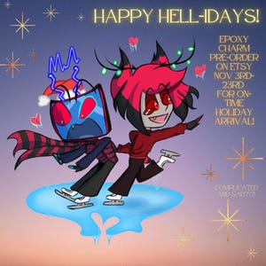 HOLIDAY RUSH SALE Radiostatic Hazbin Hotel Glitter Epoxy Acrylic Keychain Alastor and Vox Keychain Hazbin Hotel Charms