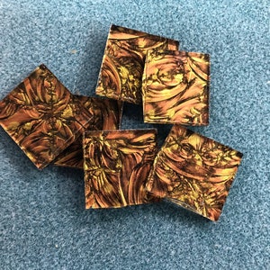 Copper and Gold Van Gogh (VG 890) Glass 1&quot; Square Tiles for Mosaics, Available in Quantities of 20 or 40 Tiles