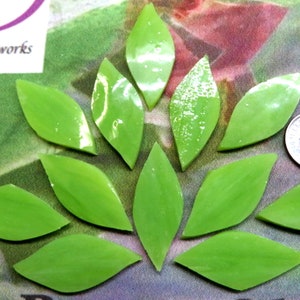 Green Tea SMALL Glass Petals for Mosaics or Stained Glass, Available in Quantities of 24 or 48 Petals