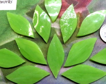 Green Tea SMALL Glass Petals for Mosaics or Stained Glass, Available in Quantities of 24 or 48 Petals