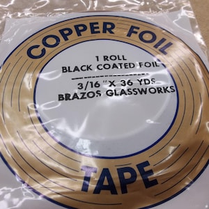 Copper Foil, Black Back by Edco, 3/16 &quot; x 36 Yard Roll, Made in USA