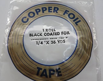 Copper Foil, Black Back by EDCO 1/4" x 36 Yard Roll, Made in USA