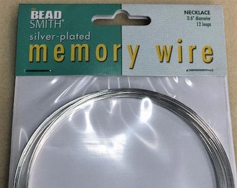 Memory Wire for Necklaces Silver Plated Stainless Steel Beadsmith Memory Wire, 12 turns, 3.5 diameter for Necklaces by Beadsmith