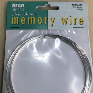 Memory Wire for Necklaces Silver Plated Stainless Steel Beadsmith Memory Wire, 12 Loops, 3.5&quot; diameter for Necklaces by Beadsmith