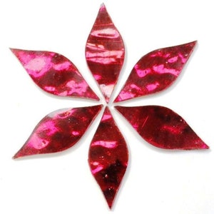 Red Wine Wavy Mirror Glass Petals for Mosaics, Available in Quantities of 24 or 48 Petals
