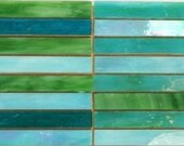 Turquoise Slivers, Tiffany Style Precut Glass for Mosaics or Stained Glass - 24 pieces