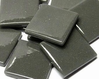 Charcoal Gray Ottoman (Pate de Verre) Glass Mosaic Tiles, 1" Square  (25mm), Available in Quantities of 20 or 40 Tiles