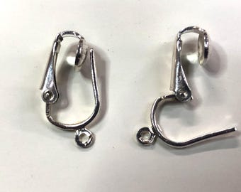 Earring Clip, Silver Plated Steel Ear Clips (Pierced Look) 1 pair, Made in USA Earring Parts, Jewelry Findings