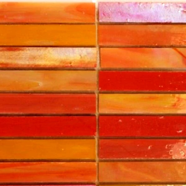 Orange Mashup Glass Slivers (2-1/2" x 3/8") for Mosaics or Stained Glass; Available in Quantities of 24 Slivers