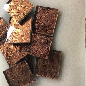 Copper Sparkle Van Gogh Glass (on Single Glue Chip) 1&quot; Square Tiles for Mosaics, Available in Quantities of 20 or 40 Tiles