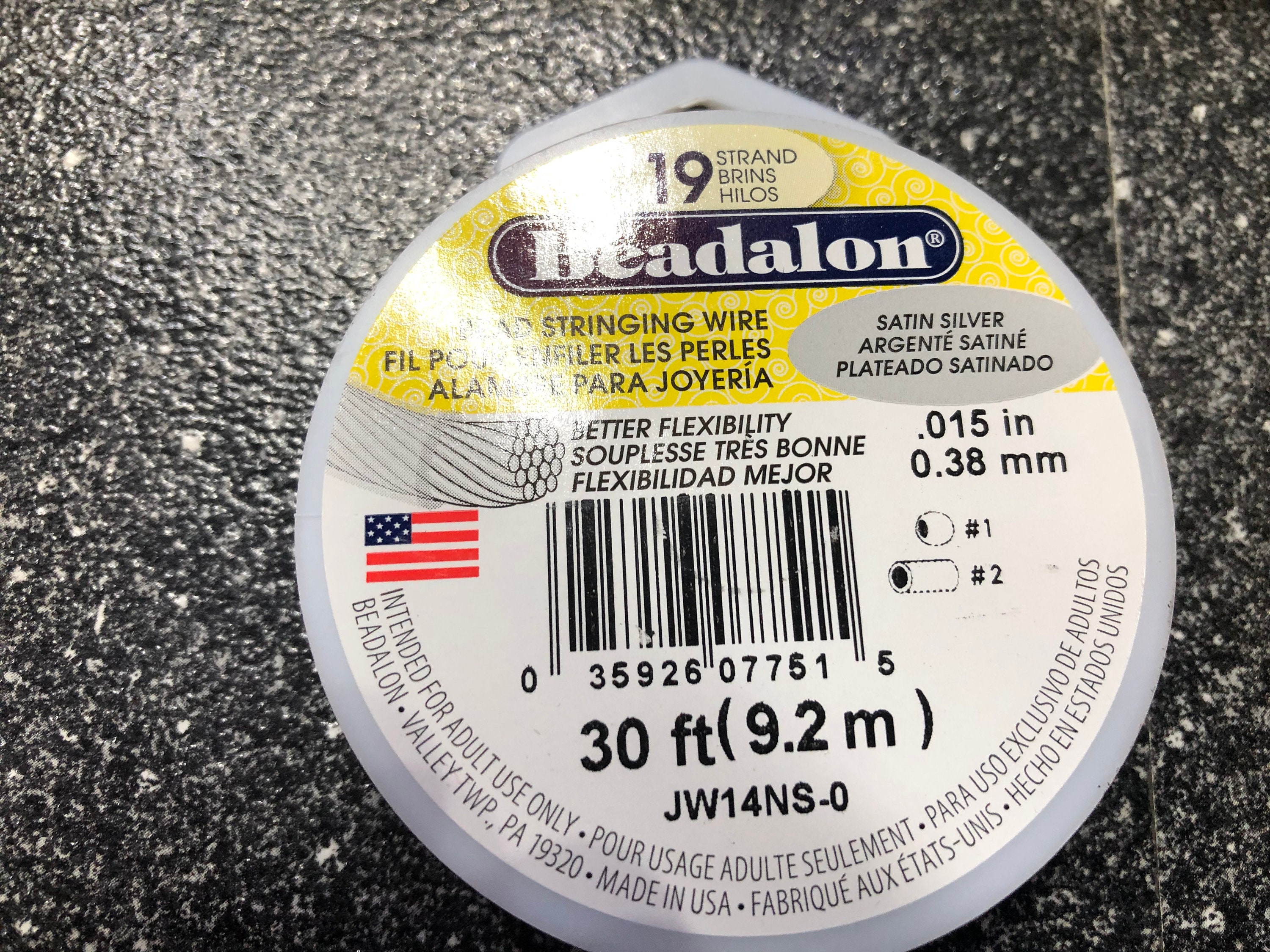 Beadalon 19 Capo Filo Acciaio Per Perline E Pietre: 0,015 Pollici, 9,1 Metri - Colore Bright - BDC-314.15