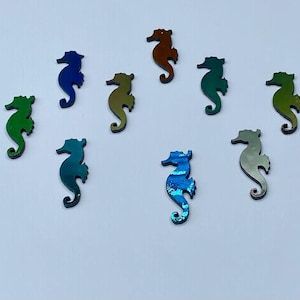 Small Dichroic Seahorse on Black , COE 96 Fusible Glass, 1 Piece
